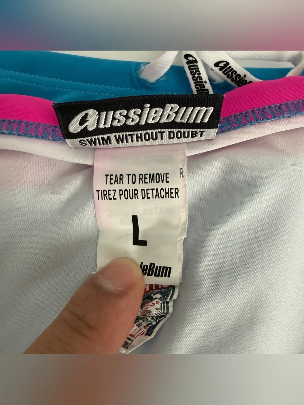 AussieBum Men’s Pink Blue Square Cut Swim Trunk Size L Made in Australia